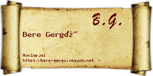 Bere Gergő névjegykártya